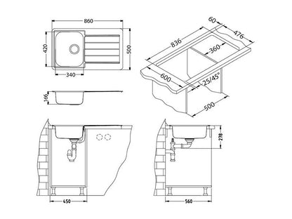 Alveus Line 20 SS Inset Kitchen Sink 860x500 1.0 & Jenny Tap Chrome