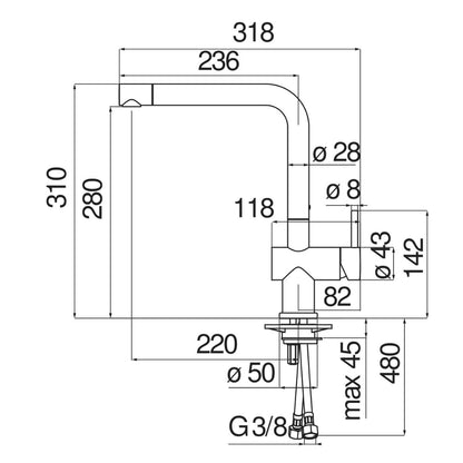 Alveus Atrox 50 Carbon sink & Nobili Live L spout tap matt black