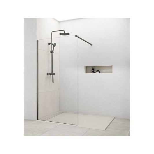 Novellini CLICK H8 Wet room Shower Screen/Panel 8mm in Matt Black or Silver