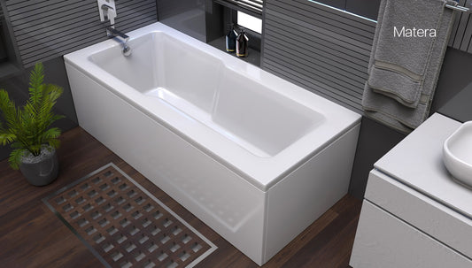 VRB Matera Shower Bath 1500/1600/1700x750mm Bath Panels White/Light Grey/Dark Grey