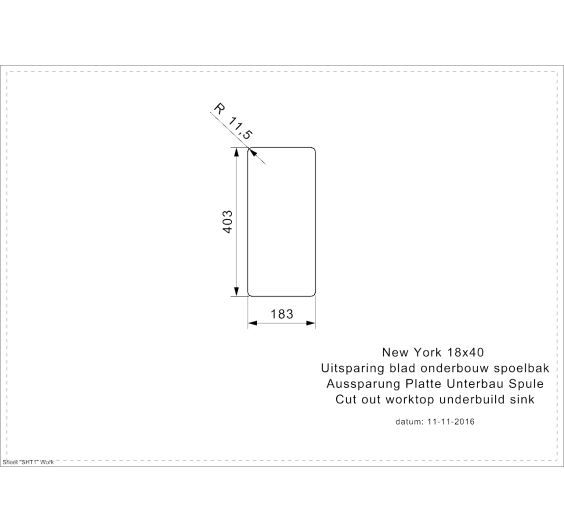 Reginox New York 18x40L Inset/Undermount 0.5 bowl SS Kitchen Sink