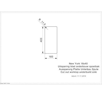 Reginox New York 18x40L Inset/Undermount 0.5 bowl SS Kitchen Sink
