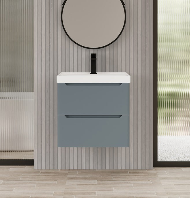 100% WaterProof VRB Nexus Dark Grey 500/600/700/800mm Rigid PVC Wall Hung Vanity Unit
