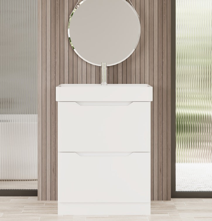 100% WaterProof VRB Nexus Gloss White 500/600/700/800mm Rigid PVC Floor Standing Vanity Unit