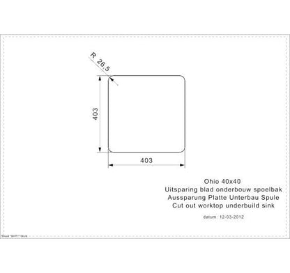Reginox Ohio 40x40L Inset/Undermount 1 bowl SS Kitchen Sink