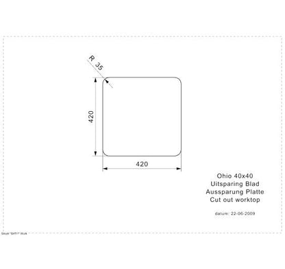 Reginox Ohio 40x40L Inset/Undermount 1 bowl SS Kitchen Sink