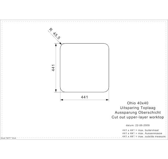 Reginox Ohio 40x40L Inset/Undermount 1 bowl SS Kitchen Sink