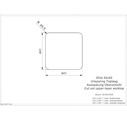Reginox Ohio 40x40L Inset/Undermount 1 bowl SS Kitchen Sink
