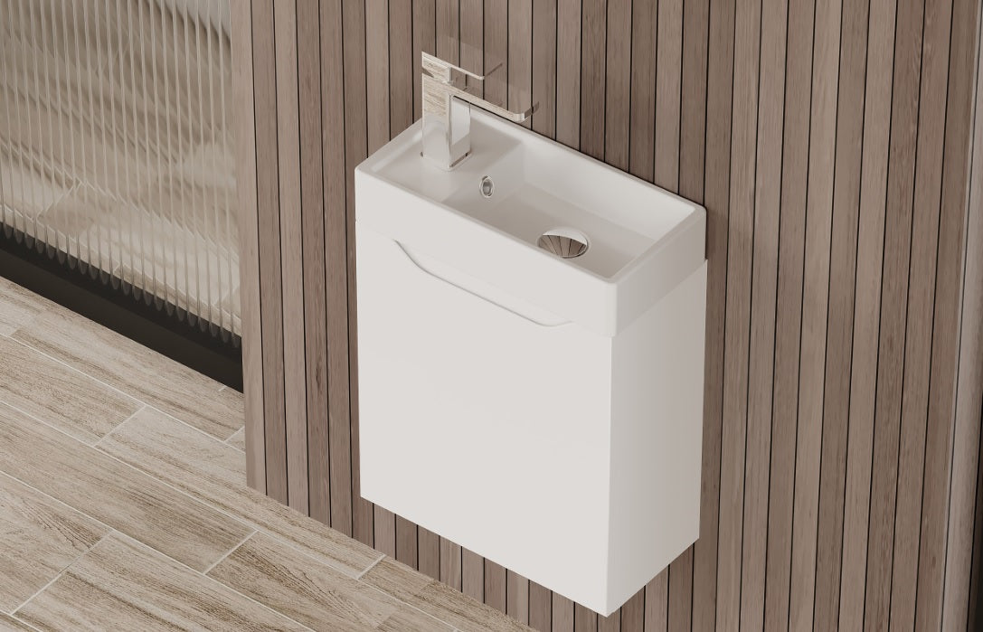 100% WaterProof VRB Pandora Gloss White 400mm Rigid PVC Wall Hung Compact Unit PVC400WH_WHITE