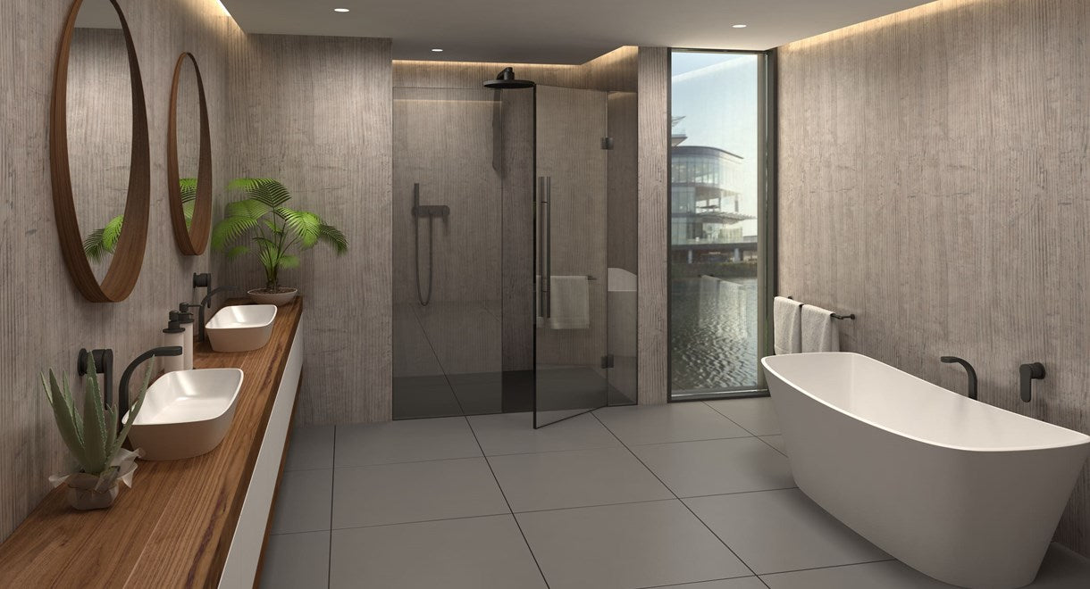 Perform Panel Harmony, BIANCO ASH 600/900/1200 x 2400mm Plywood Shower Panels