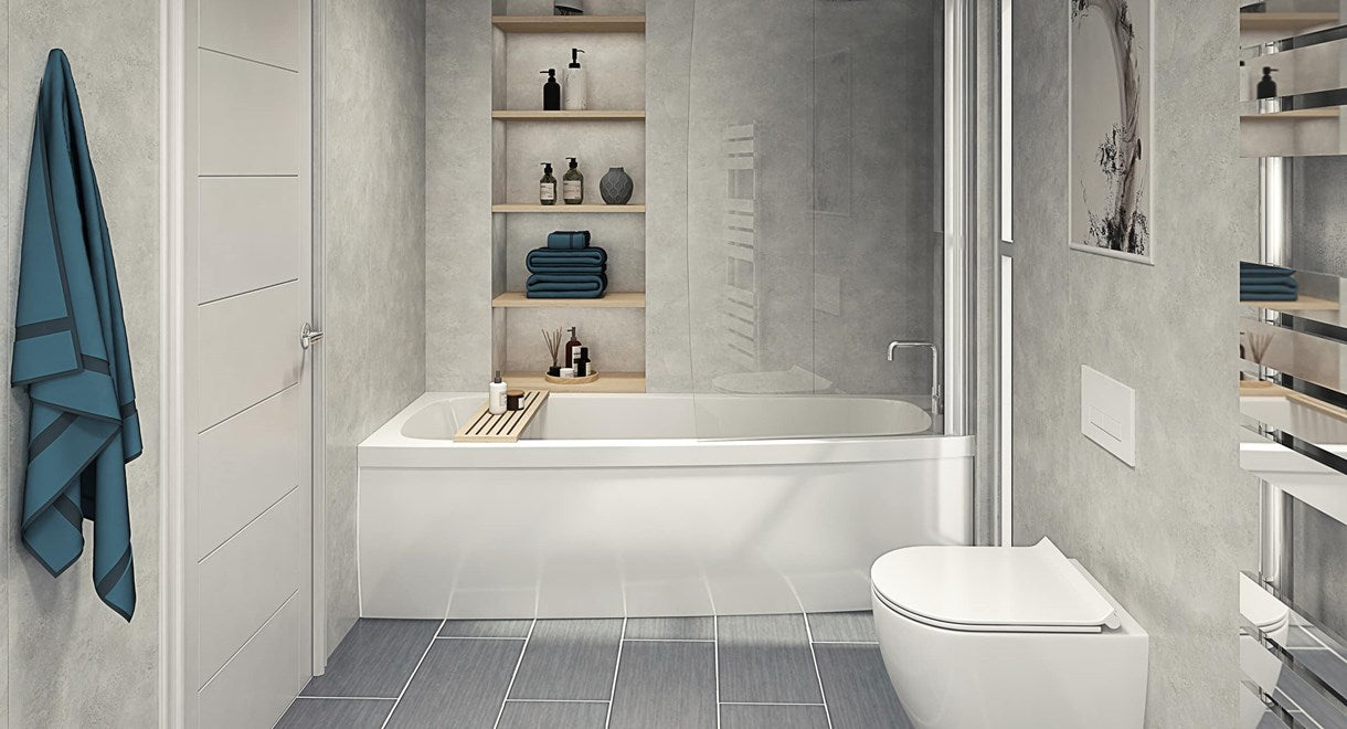 Perform Panel Origins, CLOUDY MARBLE 600/900/1200x2400mm Plywood Shower Panels