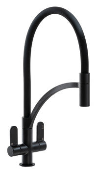Abode Genio Professional Mixer Tap, Dual Lever, with Pull Out Spray, C-Spout 2 finishes