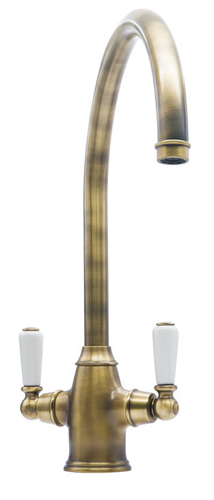 Bidbury & Co. Amesbury Mixer Tap, Dual Lever, with Porcelain Handles, C-spout 5 finishes