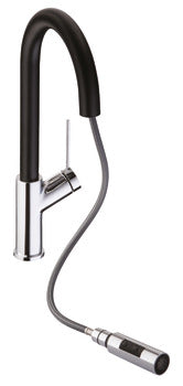 Abode Virtue Nero Mixer Tap, Single Lever, Pull Out Spray AT1244 - Polished chrome/matt black