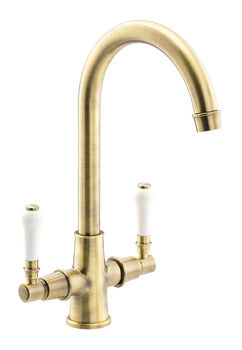 Häfele Keswick Mixer Tap, Dual Level. C-Spout,  ACT3052 - Brushed brass