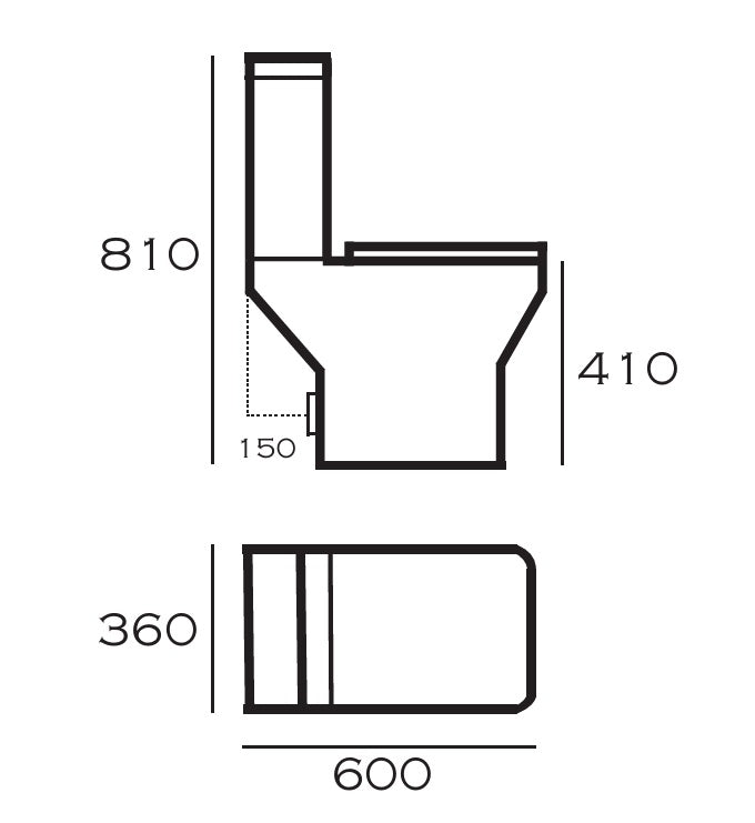 VRB Pro 600 Close Coupled Square Rimless Toilet 1005R_HD