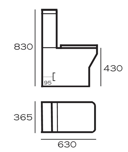 VRB Pure Close Coupled Square Rimless Toilet