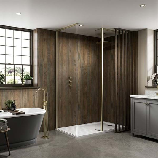 Multipanel Linda Barker Salvaged Planked Elm Shower Panels 9480