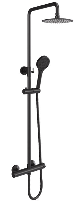 VRB Pluto Round Matte Black Thermostatic Shower Kit 0100MB