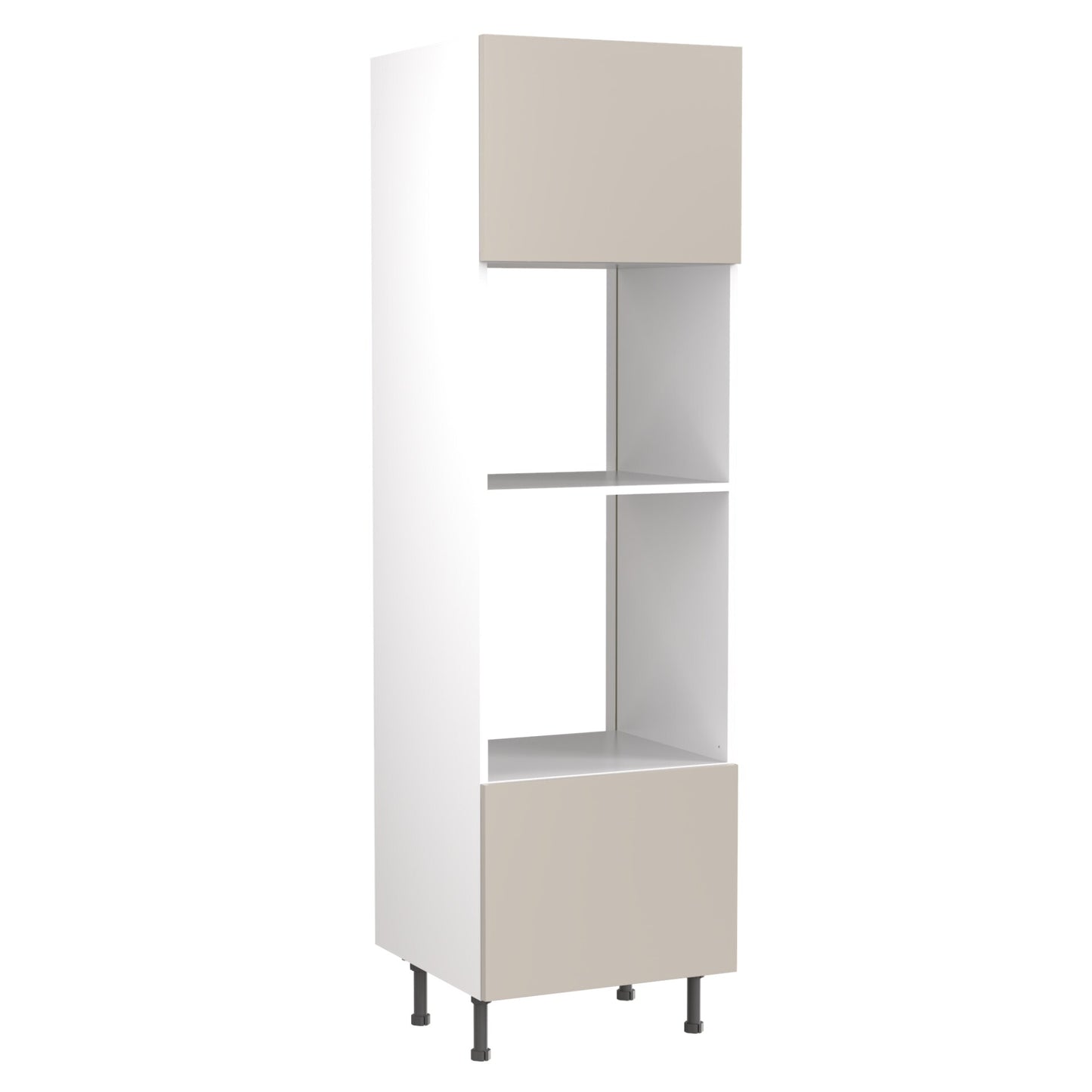 Slab Super Gloss Light Grey Base Kitchen Cabinets with UNICLIC Technology, Flat packed