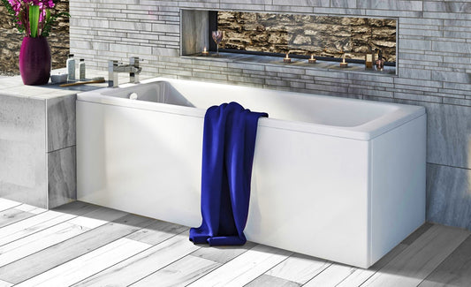 VRB Steel Bath 2 Tap hole 1500/1600/1700x700mm Bath Panels White/Light Grey/Dark Grey