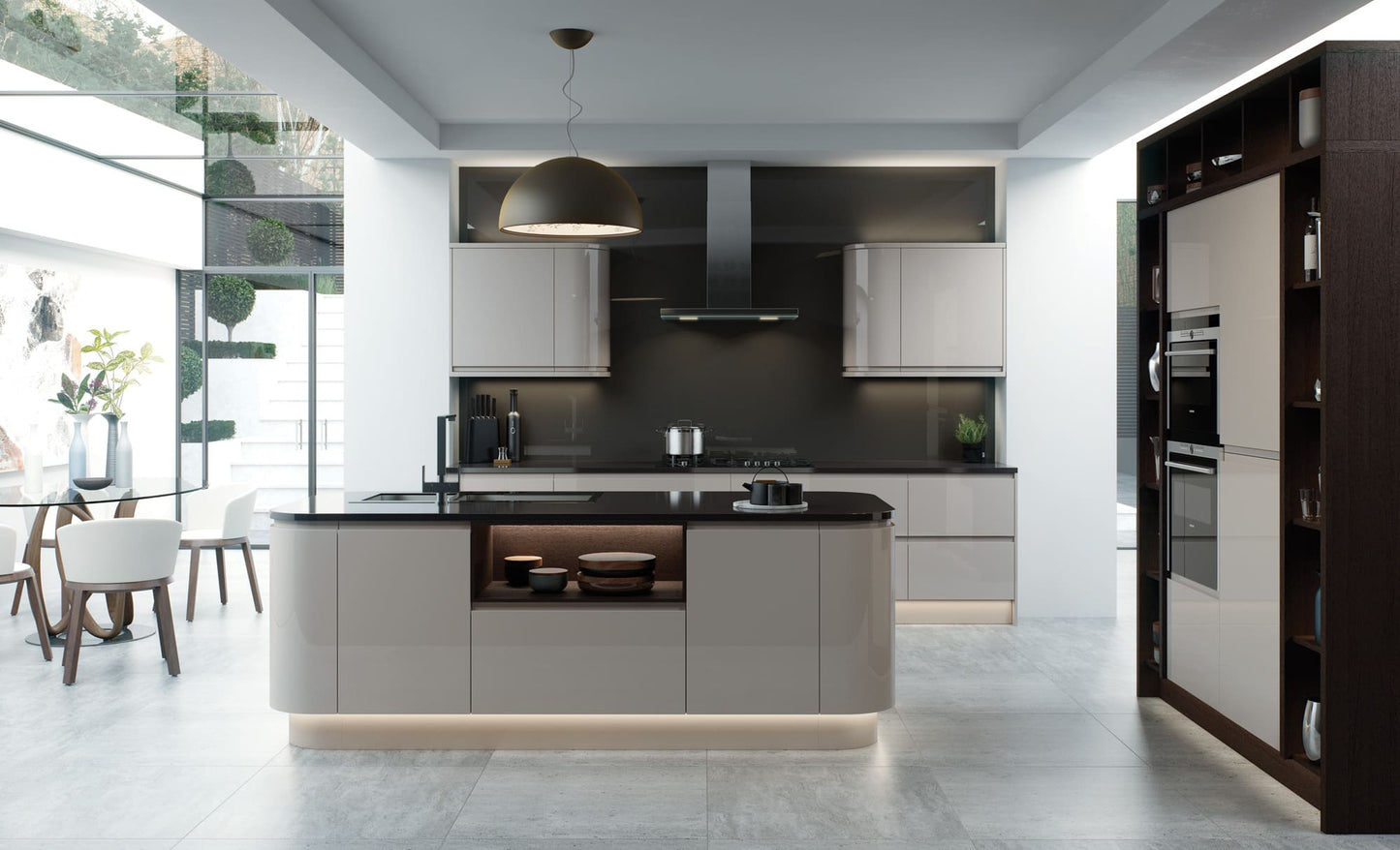 Strada Gloss CASHMERE J-Pull kitchen cupboard door fronts, end panels and accessories