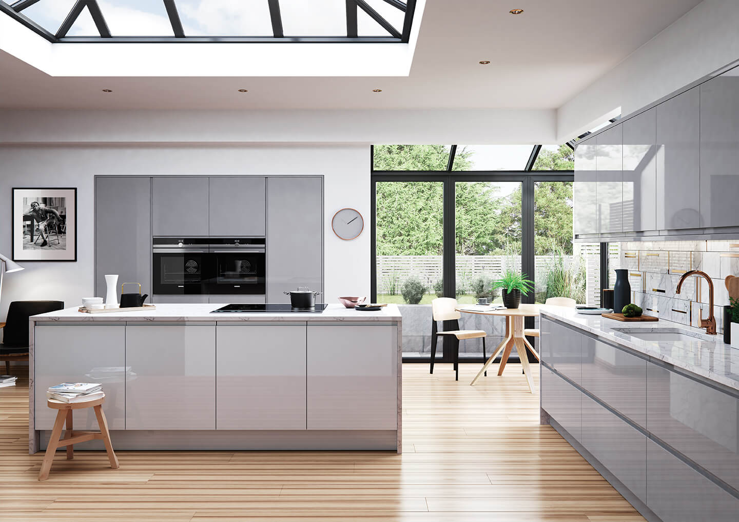 Strada Gloss LIGHT GREY J-Pull kitchen cupboard door fronts, end panels and accessories
