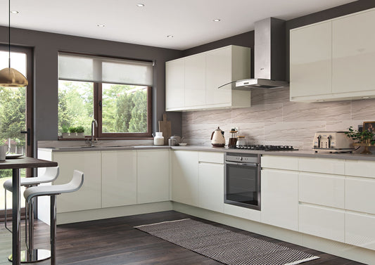 Strada Gloss PORCELAIN J-Pull kitchen cupboard door fronts, end panels and accessories