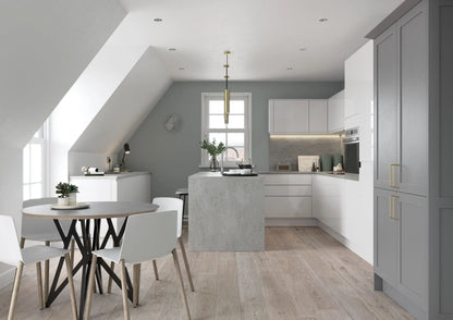 Strada Gloss WHITE J-Pull kitchen cupboard door fronts, end panels and accessories