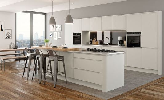 Strada MATTE WHITE J-Pull kitchen cupboard door fronts, end panels and accessories