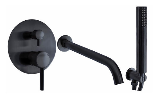 VRB Stream Concealed Bath tap and Shower Set, Matte Black 0021