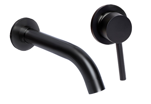 VRB Swerve Concealed Wall Basin Mixer Tap Matte Black 150/210/260mm spout