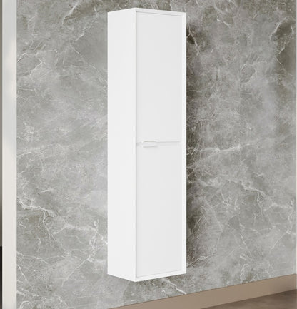 Eterna Gloss White PVC 300mm Rigid Wall Hung Column Cabinet With Waterfall Handles SP300CC_WHITE