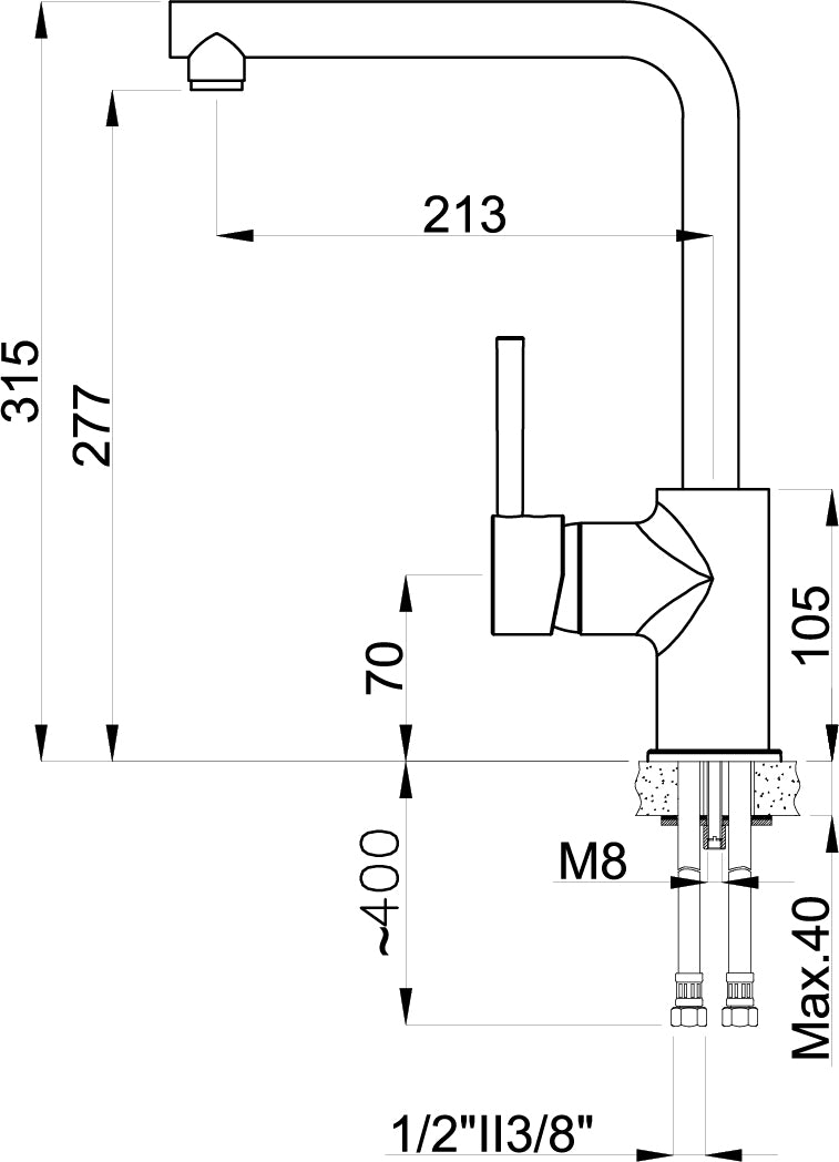 ColorX TNL 500 Gold Undermount/Inset kitchen sink 500x400mm