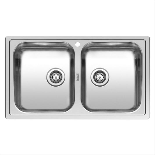 Reginox Centurio L 20 Inset/Undermount 2 bowl  SS Kitchen Sink 850x490mm with tap hole