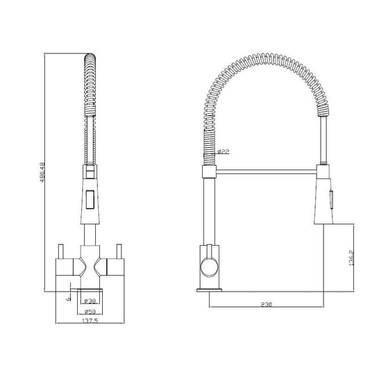 Reginox Titania MB Kitchen Mixer Tap with Pull Out Spout Matt Black