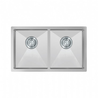 UKinox TNL 340.50.50  Polished 2 Bowl Handmade SS Undermount/Inset kitchen sink