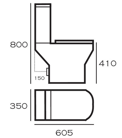 VRB Trend Close Coupled Round Rimless Toilet