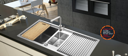 UKinox MF 1000.500.15 Polished 1.5 Bowl Stainless Steel Inset kitchen sink