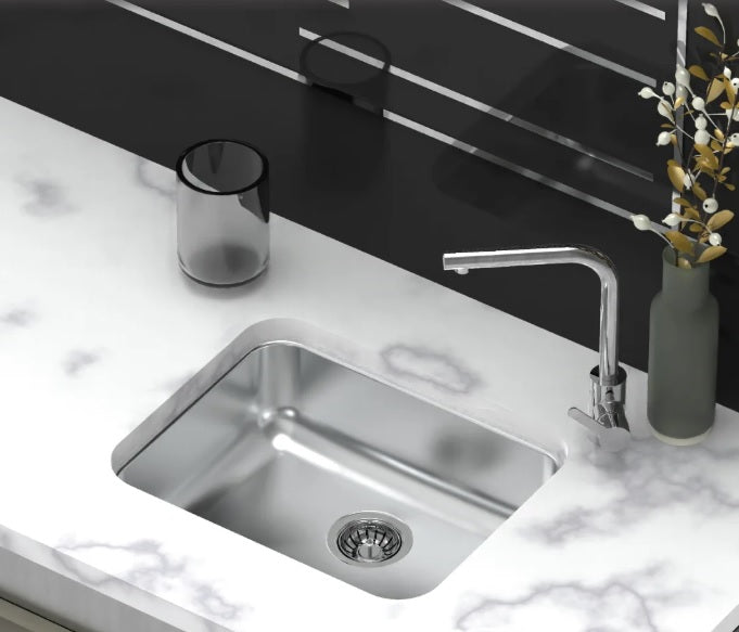 UKinox D 500/R50 Single Bowl Polished Stainless Steel Undermount kitchen sink