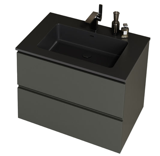 VRB Volcan Luxe Grey 800mm Rigid Wall Hung Unit With Handleless Drawers