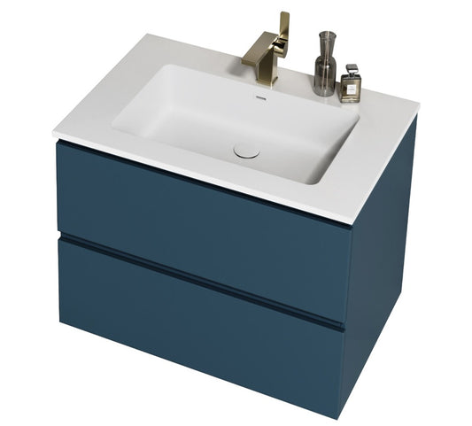 VRB Volcan Royal Blue 800mm Rigid Wall Hung Unit With Handleless Drawers