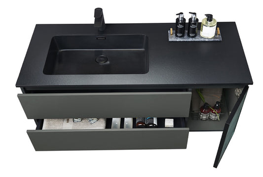 VRB Volcan Luxe Grey 1000mm Rigid Wall Hung Unit With Handleless Drawers