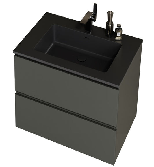 VRB Volcan Luxe Grey 600mm Rigid Wall Hung Unit With Handleless Drawers MFC600_GREY