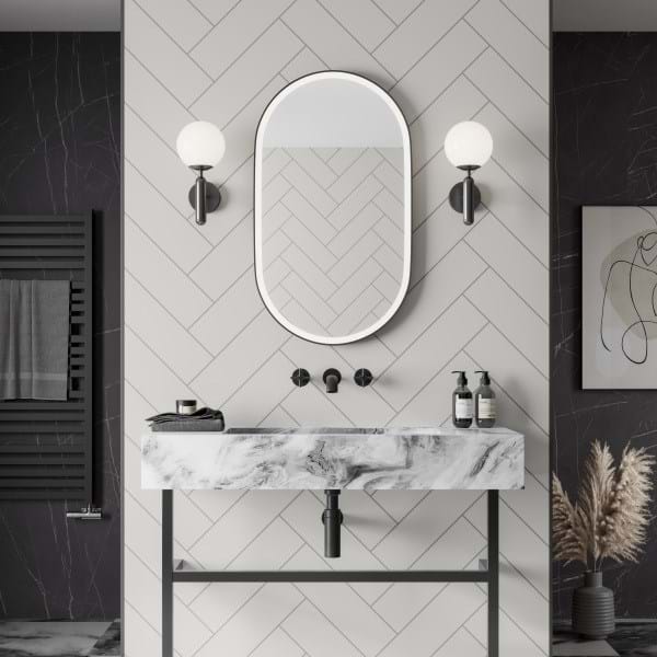 Multipanel Tile Collection White Grey Herringbone Shower Panels 598x2400 MT775H