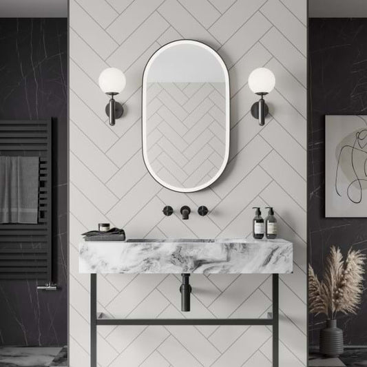 Multipanel Tile Collection White Grey Herringbone Shower Panels 598x2400 MT775H
