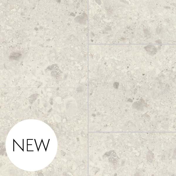Multipanel  XL Offset Tile Collection White Terrazzo Shower Panels 598x2400 MT0020A