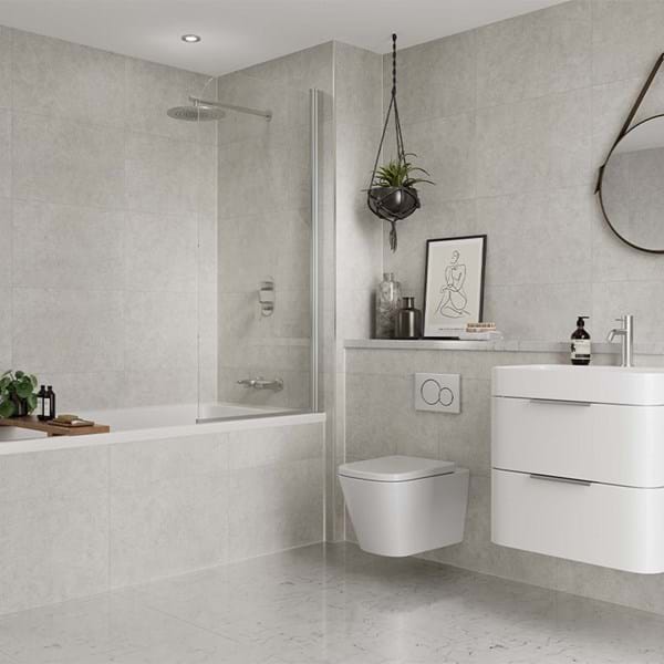 Multipanel Large Tile Collection White Mineral Shower Panels 598x2400 MT486
