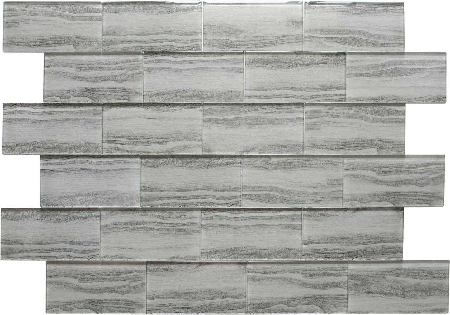 Grey Wood Effect Glass Subway Tile 75x150mm (MT0184)