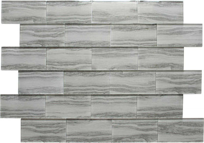 Grey Wood Effect Glass Subway Tile 75x150mm (MT0184)